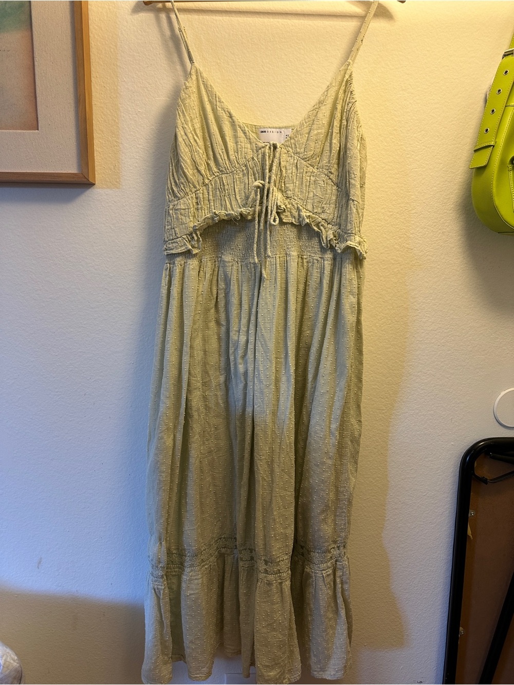 ASOS Pale Sage Tiered Maxi Dress with Spaghetti Straps